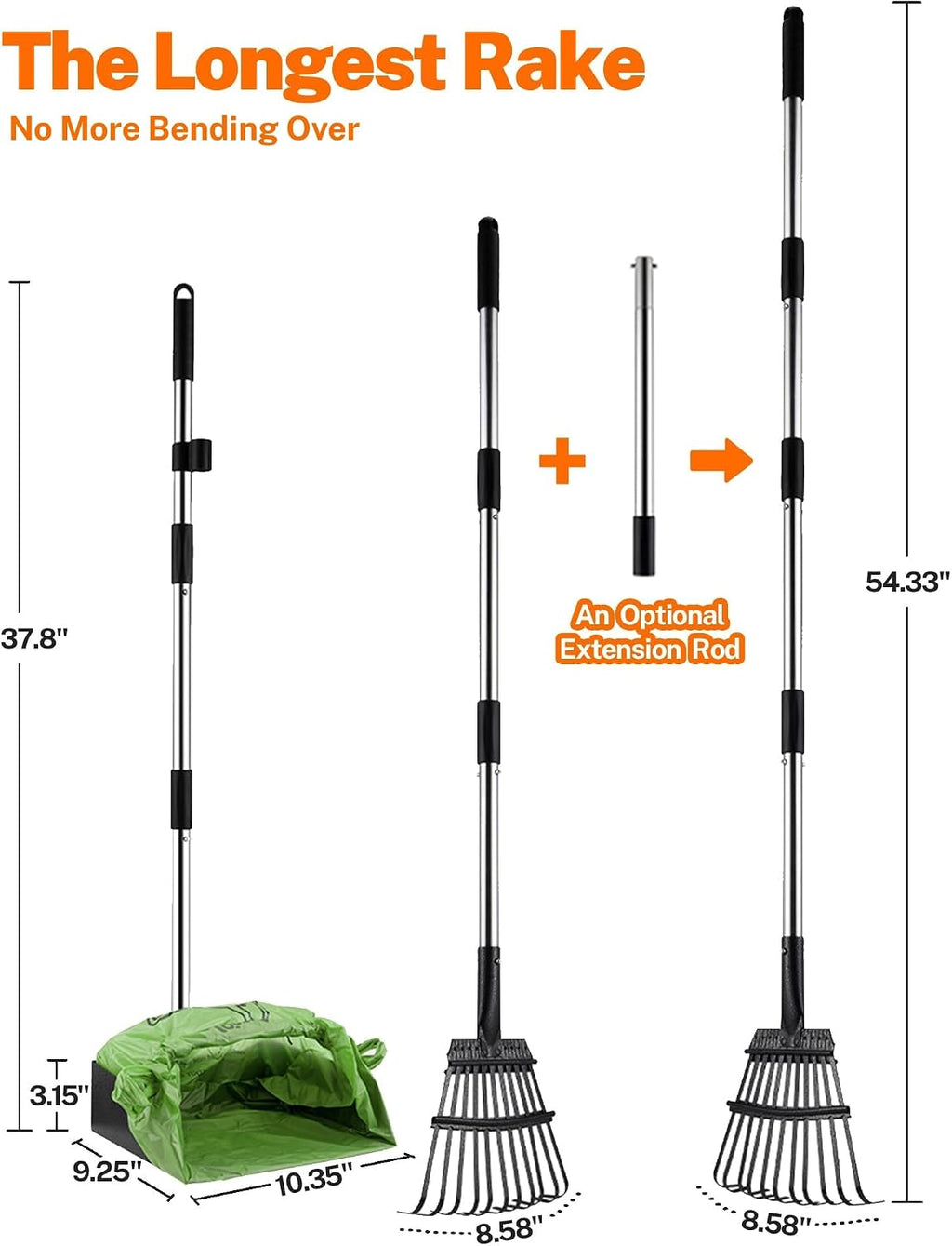 Toozey Dog Pooper Scooper for Large Dogs, Extra Large 54.33" Long Handle