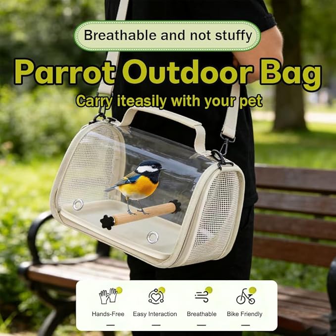 Hands Free Small Pet Cage with Breathable Mesh Windows Parrot Backpack - Image 4