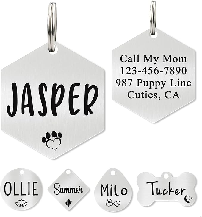 Ultra Joys Custom Personalized Hexagon Dog ID Tag by UltraJoys