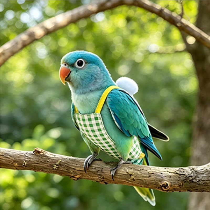 Bird Flight Suit with Leash & Handle, Adjustable Bird Harness Vest for Parrots, Cockatiels and Small Birds, Outdoor Walking, Training and Flying Accessories（Blue S）