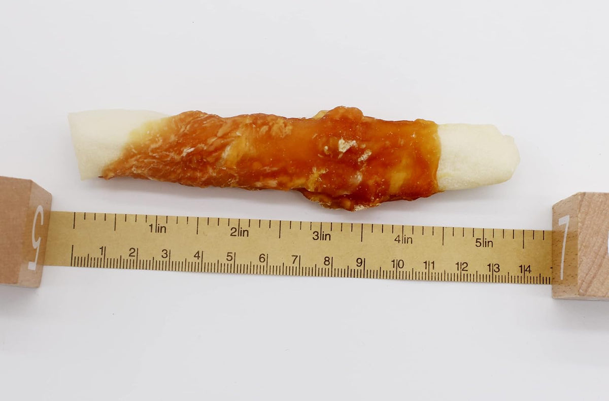 Chicken Wrapped Puffed Rawhide Rolls Dog Sticks Treats, 8 oz