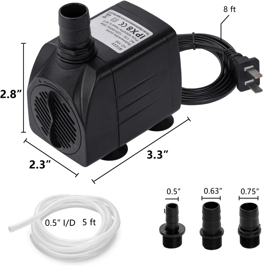 alizzy 400 GPH Fountain Pump, Durable Submersible Water Pump