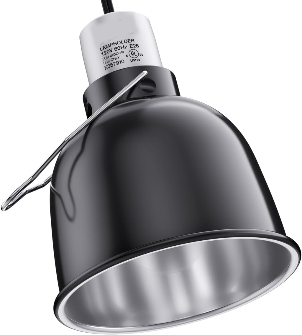 Reptile Light Fixture – 5.5'' Dome Lamp with Ceramic Socket, Reptile Heat Lamp Fixture for Heat Emitter & Basking Bulbs, for Bearded Dragon, Snake, Chameleon, Turtle & Terrarium Tank Accessories