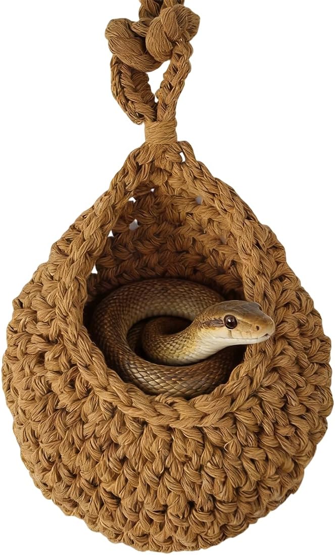 1 Set Snake Tank Accessories, Hanging Woven Twine Hammock for Reptile, Snake Rest & Shelter Supplies with Hook, Habitat Enrichment Accessories for Snake, Gecko and Other Small Animals
