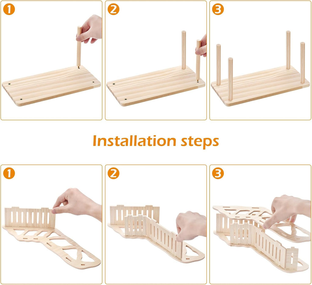 Hamster Play Wooden Platform，2-piece Set Hamster cage Accessories Toys