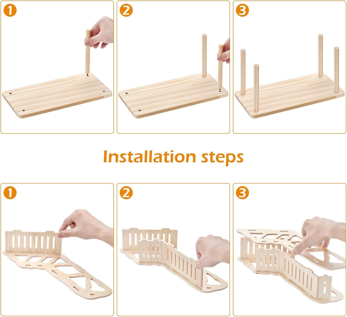 Hamster Play Wooden Platform，2-piece Set Hamster cage Accessories Toys