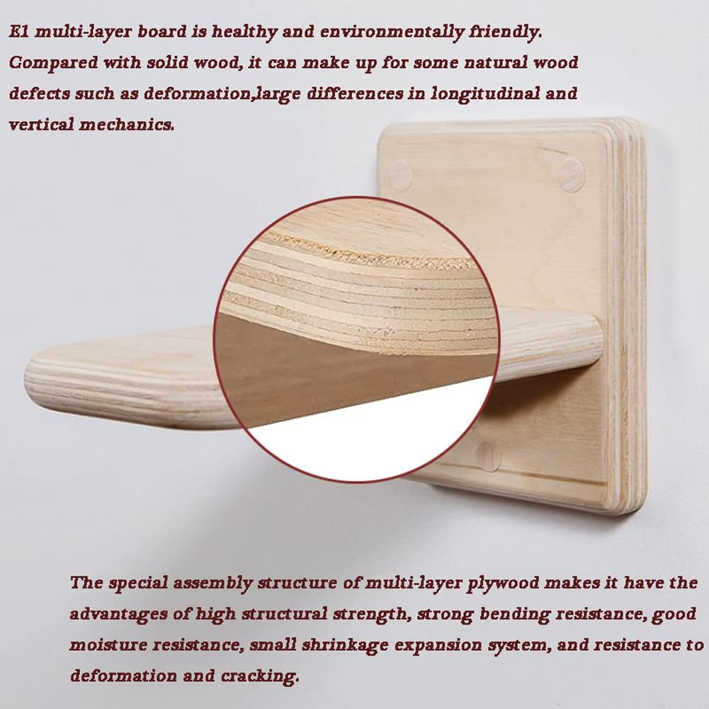 2 PCS Wooden Cat Wall Shelves & Climber – Space-Saving Indoor Cat Steps with Hammock, Natural Solid Wood (2 PCS)