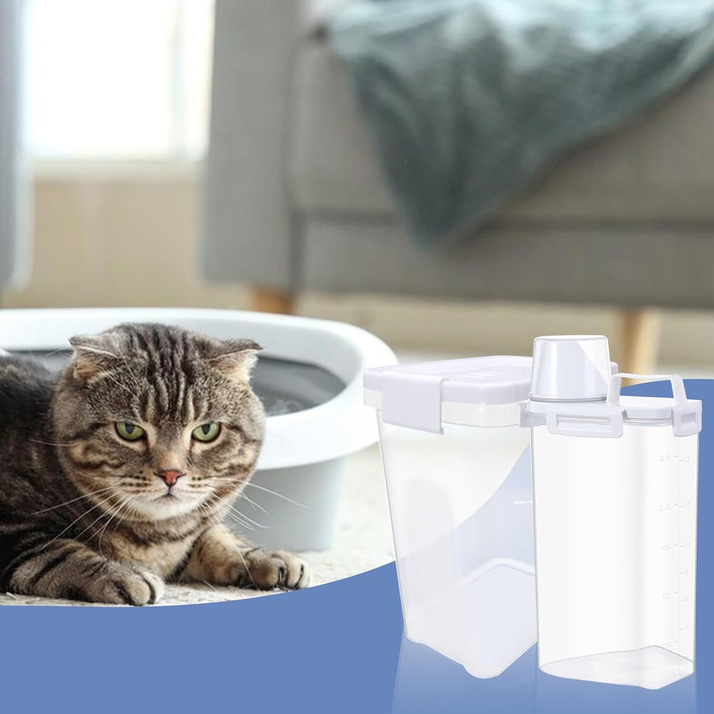 2 Pcs Cat Litter Storage Container Airtight Sealable Lid with Spout Heavy