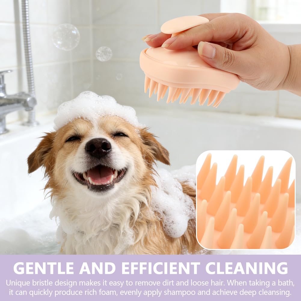 2-in-1 Dog Bath Brush for Grooming & Massage, 2 Pack Pet Silicone Brush