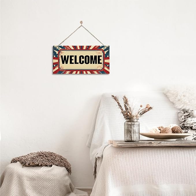 Welcome Sign for Front Door, Welcome Decor Wooden Hanging Sign for Wall Decor - Image 6