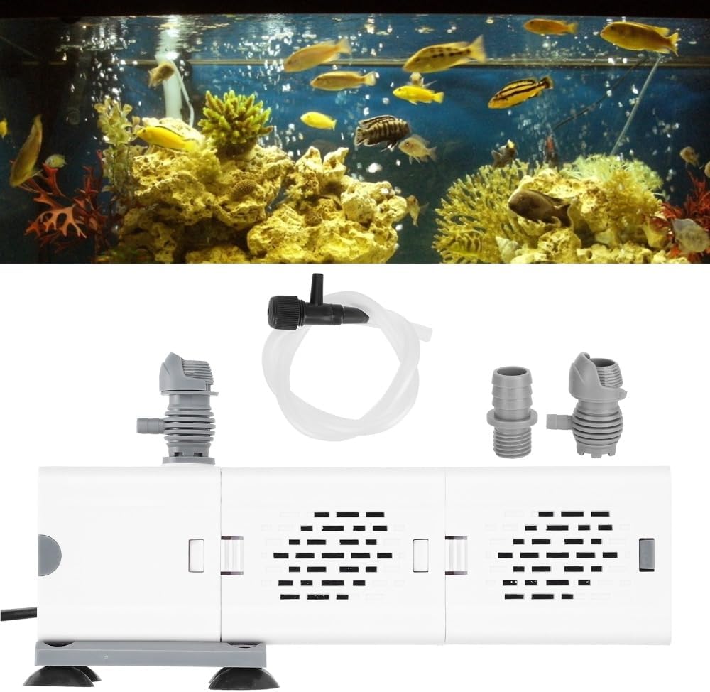 ZYN61 Submersible Aquarium Filter 6W 500L/H – 4-in-1 Water Pump with Multi-Layer Filtration for Fish Tank Cleaning and Oxygenation(US)