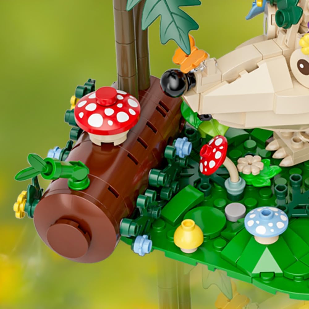 RiceBlock Hedgehog Building Sets, Flowers Animal Building Toys Collectible Gift ，Birthday Gifts Toys for Adults and Kids Age 6+(998 Pieces).