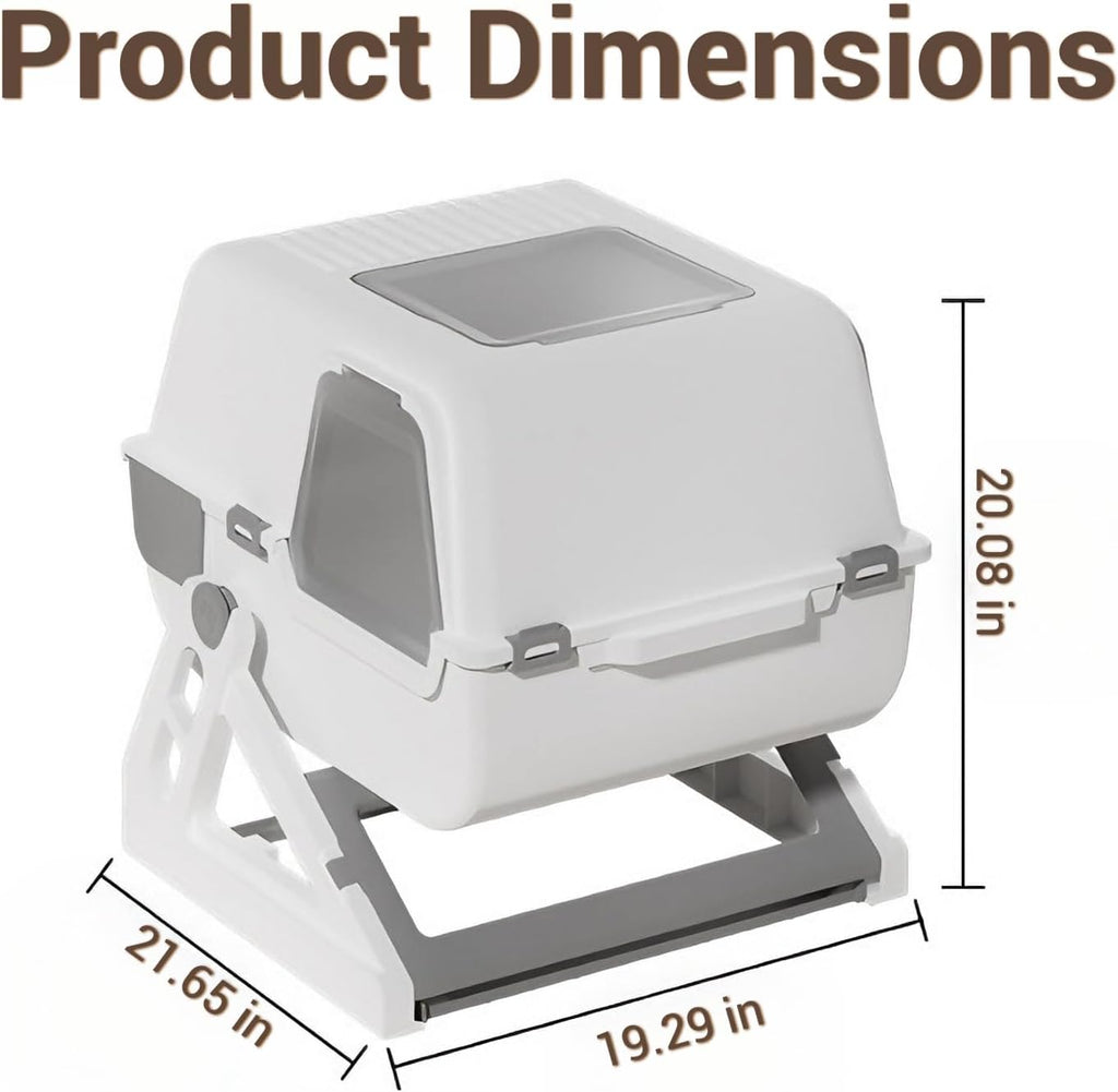 Semi-Automatic Sifting Cat Litter Box,Enclosed,No Electricity,Easy Clean