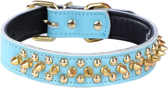 Spiked Studded Dog Collar, Genuine Leather Dog Collar, Adjustable Pet Collars by Unknown