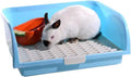 Hamiledyi Large Rabbit Litter Box Corner Bedding Box Chinchilla Toilet Trainer Square Potty Pet Pan for Adult Guinea Pig, Galesaur.Ferret and Other Animals Blue