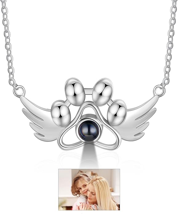Personalized Cute Dog Cat Paw Name Necklace Forever Love Custom Heart Pendant - Image 2