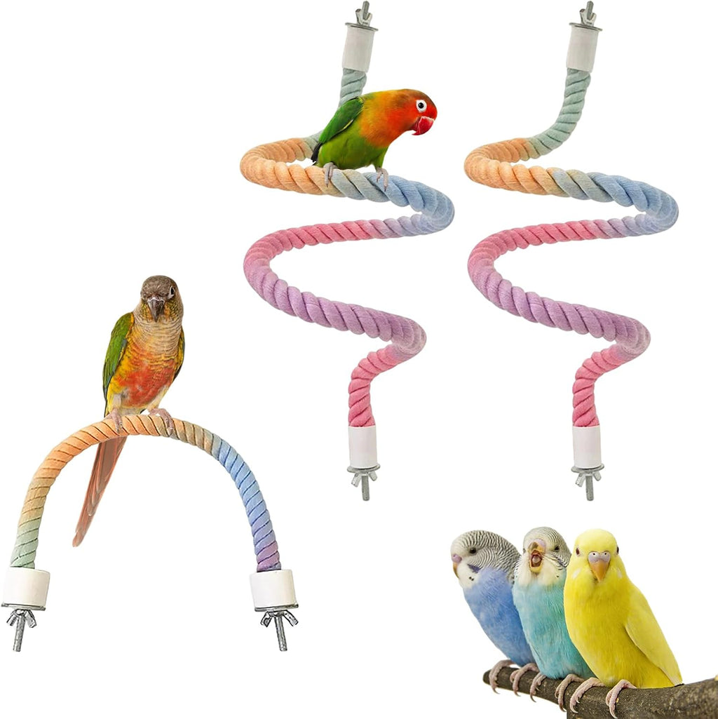 3pcs Bird Cage Climbing Rope Toys, Gradient Colorful Bird Rope Perch Stand, Bendable Cage Climbing Rope, Bird Cage Accessories, Suitable for All Birds (31.4''+31.4''+15.7'')