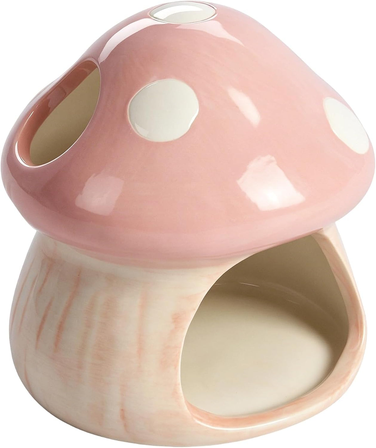 Ceramic Aquarium Mushroom House, Betta Fish Hideout Shrimp Cave, Pink
