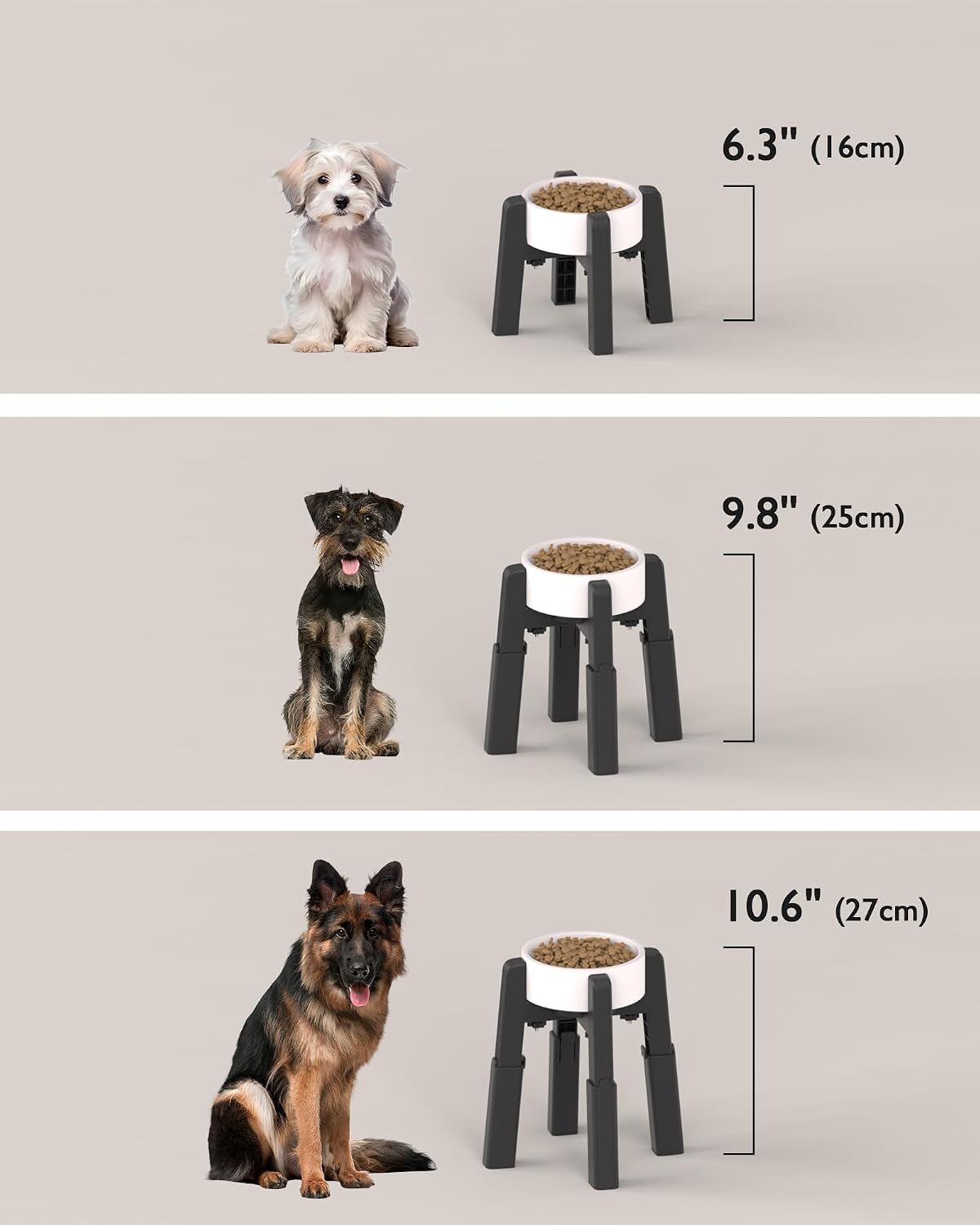 CZPET Dog Bowl Stand with Adjustable Height and Width [Stand Only]