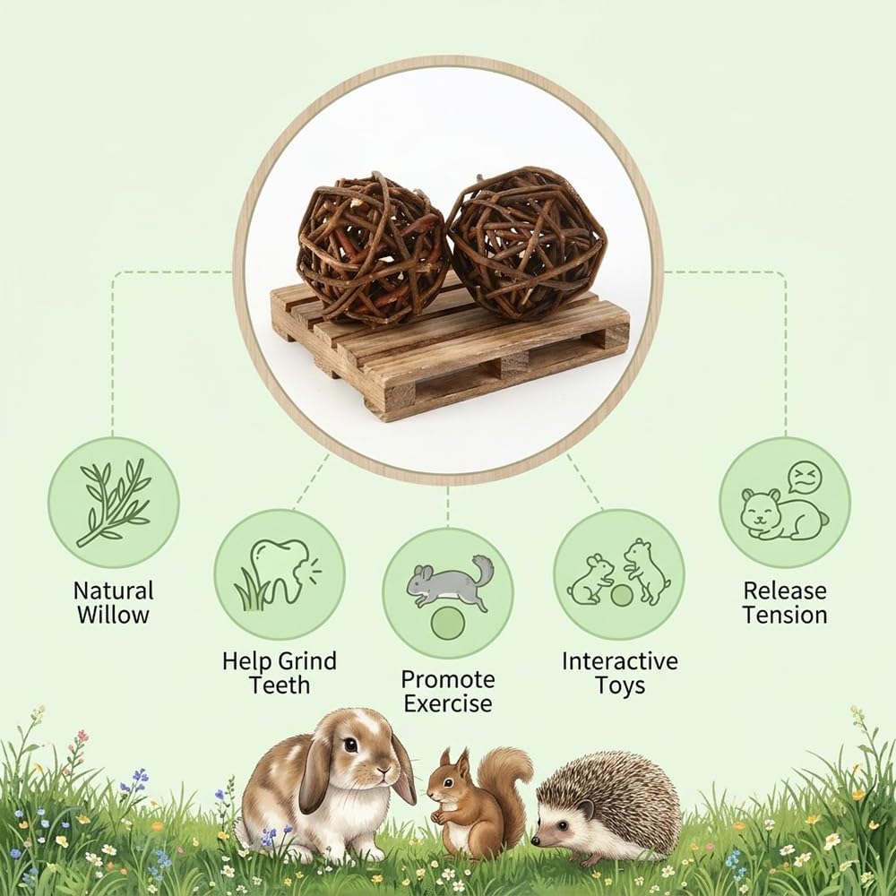 17.5"x9.8" Interactive Rabbit Foraging Mat with 2 Chew Grass Balls
