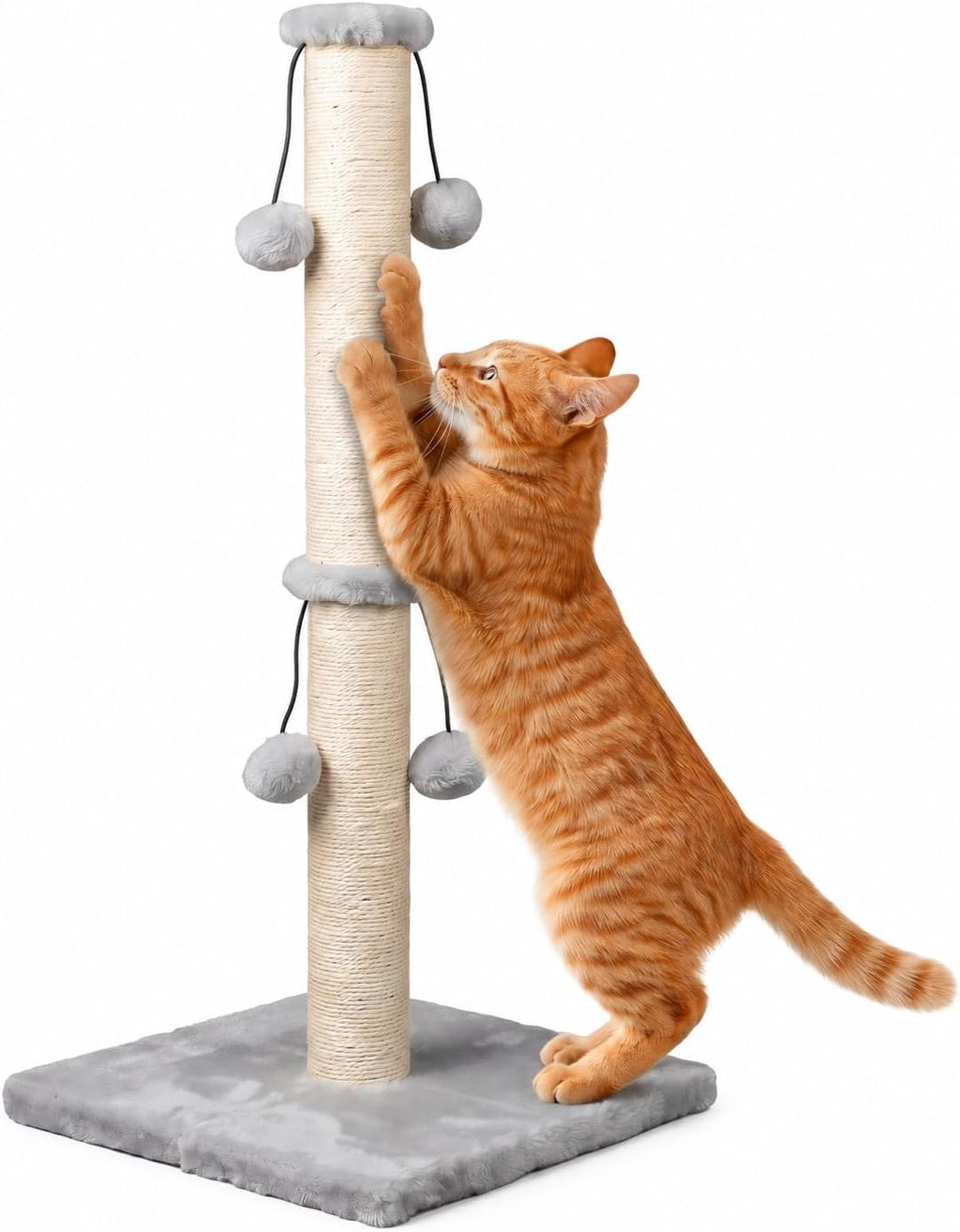 Dimaka 29in Cat Scratching Post, Sisal Scratch Post for Indoor Cats, Grey