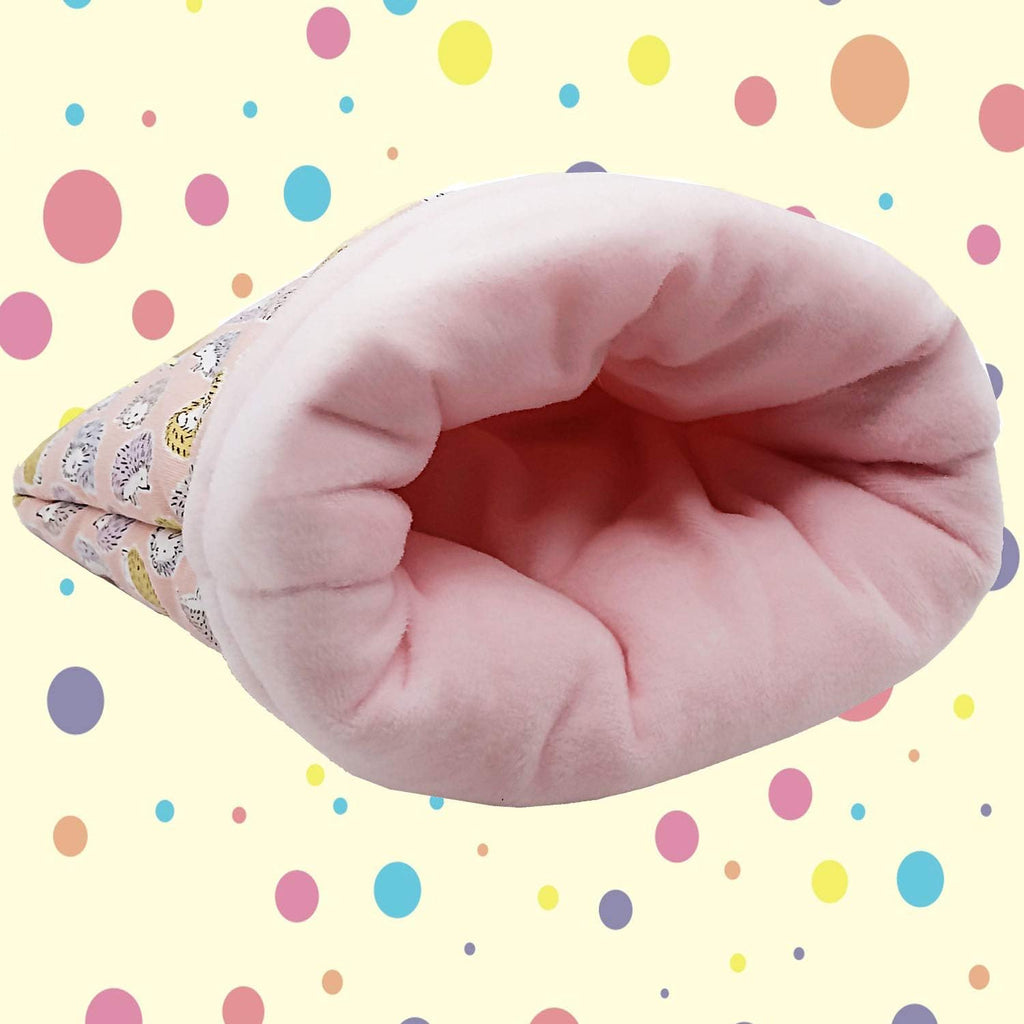 Handmade Sleeping Bag Pouch Hideout Cave for Hedgehog Guinea Pig Hamster Rat Ferret Hamster Squirrel and Other Small Animal Beds (Pink)