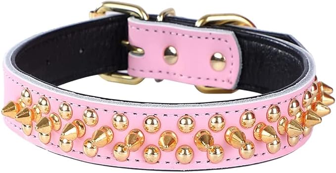 Spiked Studded Dog Collar, Genuine Leather Dog Collar, Adjustable Pet Collars by Unknown