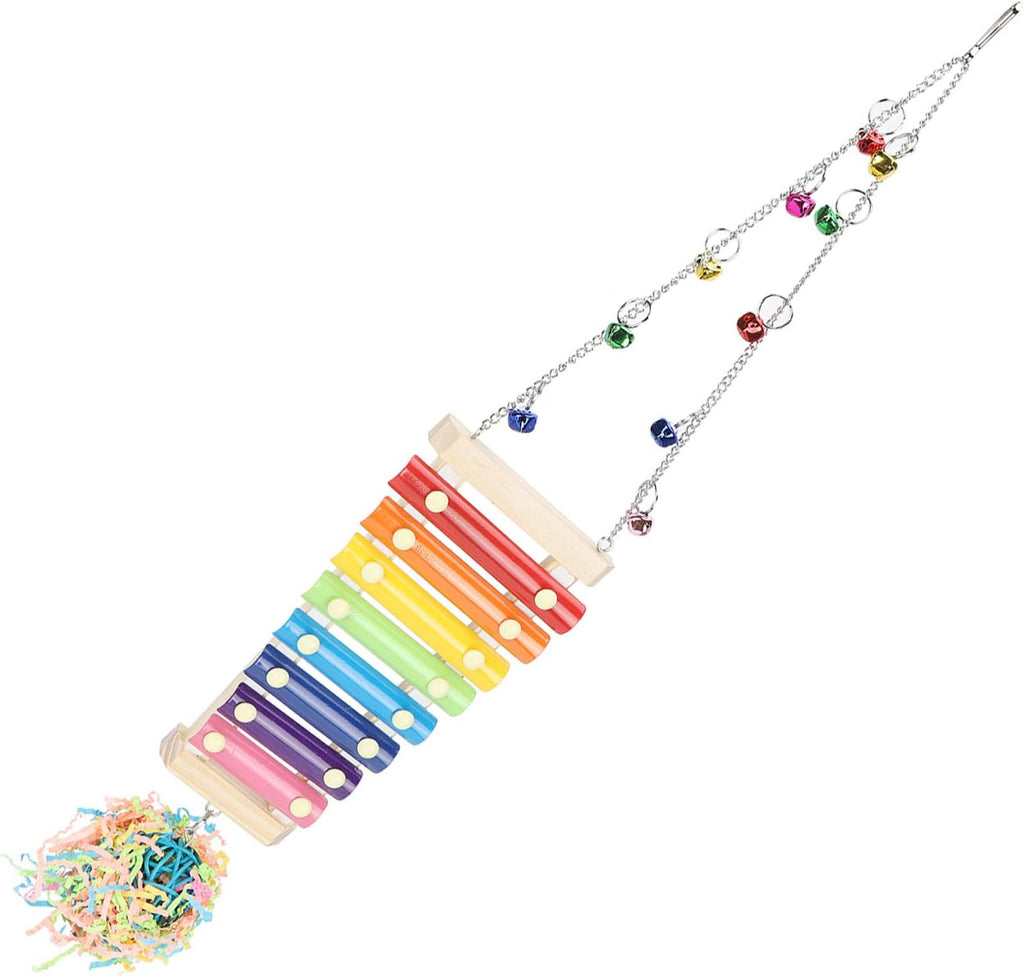 Zerodis Chicken Xylophone Toy,Hens Parrots Hanging Wooden Pecking Xylophone with Bell Coop Chicken Pecking Toys Chicken Swing Ladder Toys
