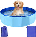 24 x 8 Inch Foldable Dog Pool with Storage Bag, PVC Pet Bath Tub