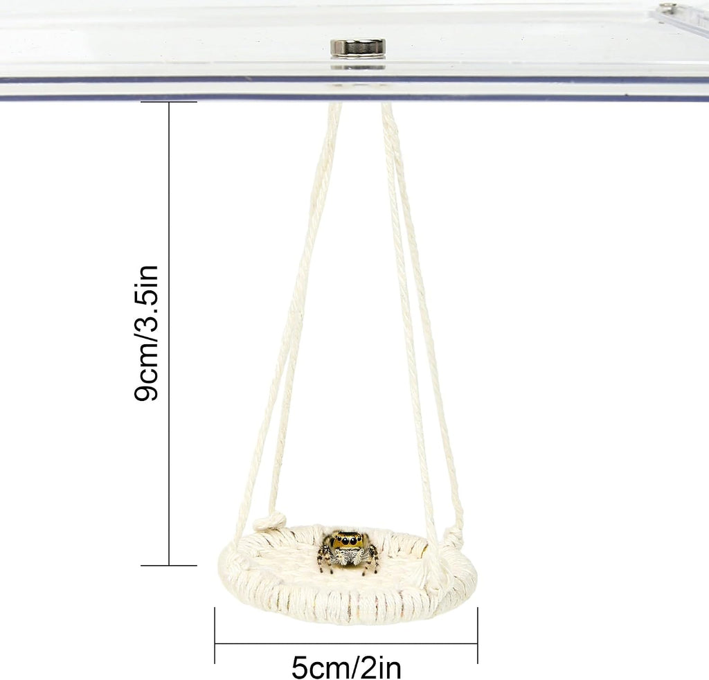 Jumping Spider Accessories, 3 Pcs Jumping Spider Natural Cotton Rope Bridge, Swing & Climbing Net Handmade Magnetic Mounting, for Medium and Small Jumping Spider Terrarium Enclosures