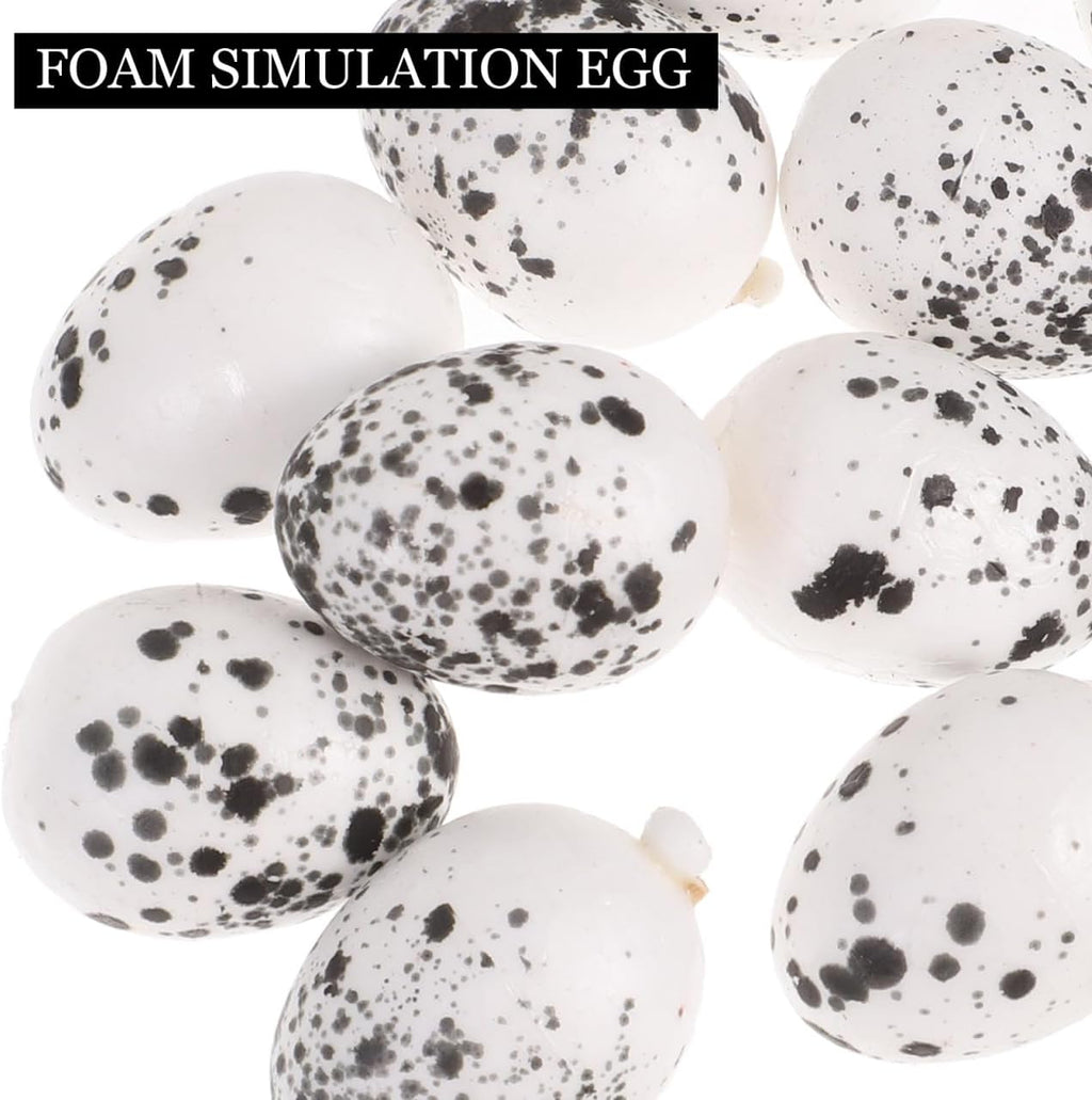 PRETYZOOM Easter Bird Nest Decoration Set - 2pcs Simulation Rattan Bird Nest with 10 Foam Eggs, DIY Craft Kit for Home Decor, Party, and Arts