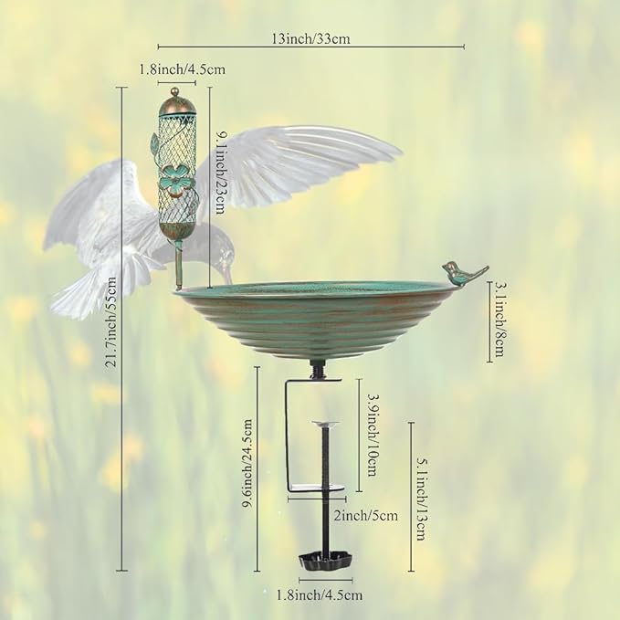 DREAMSOUL 13 Inches Deck Bird Bath, Metal Bird Bath Bowl Unheated - Image 3