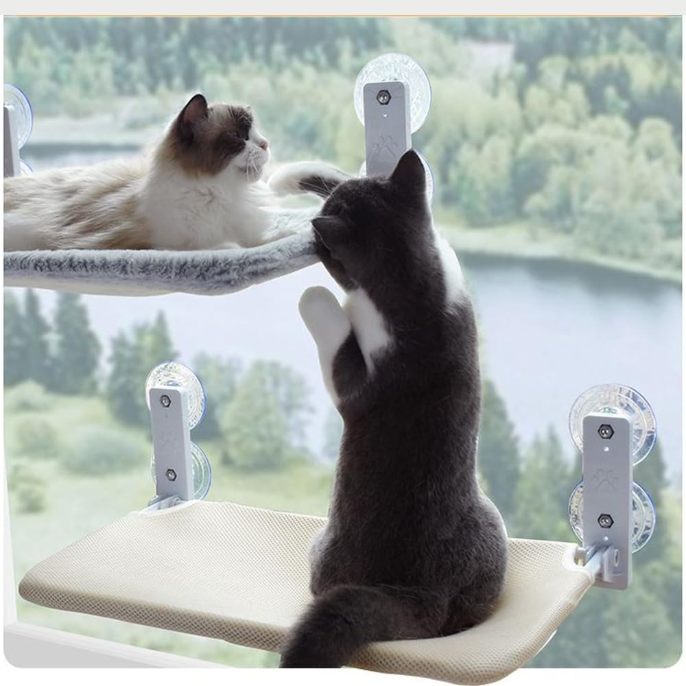 2-in-1 Cat Wall Bed & Window Bed,Cat Wall Hammock with Plush Washable Cover
