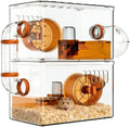 8-in-1 Transparent 2-Tier Hamster Cage Set, All-in-One No Assembly, DIY Stackable Expandable, 15.75×9.84×18.9 in, Starter/Transition Cage for Dwarf & Baby Hamsters,Fits Small Space/Kid’s Room