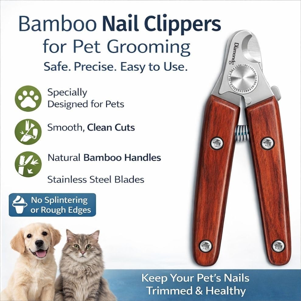 Diamondg Nail Clippers for Dogs & Cats - Heavy Duty Stainless Steel Blades