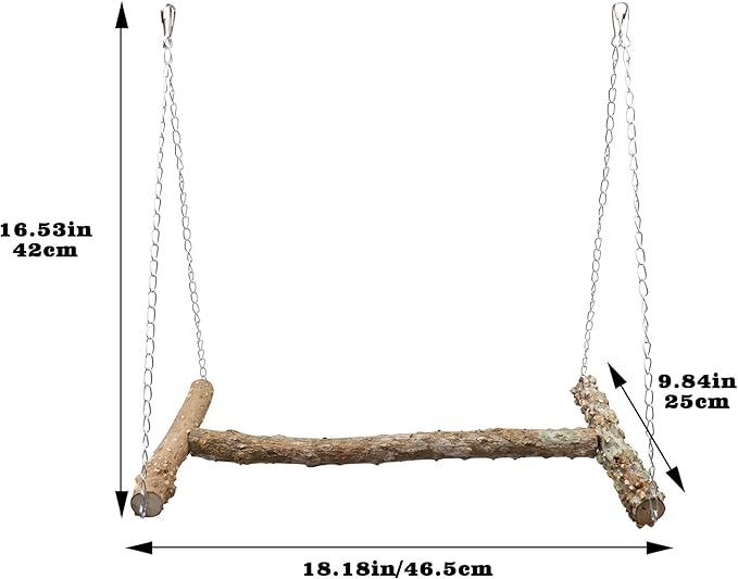 Large Bird Perch Swing Toy, Natural Pepper Wood Parrot Perch Stand Toy - Image 6