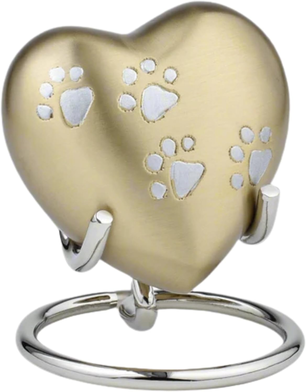 Urn for Pet Ashes Love Paw Heart Stand Cremation Memorial, Pewter 3"