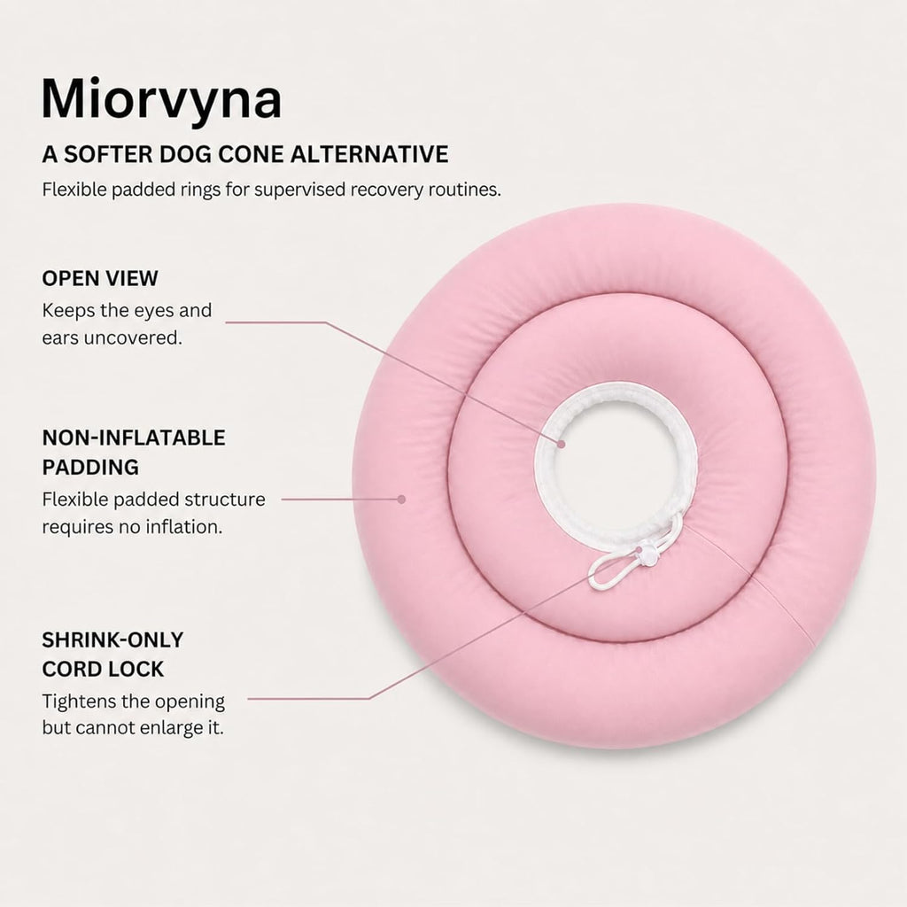 Soft Dog Cone Collar, Donut Recovery Post Surgery, Light Pink,L