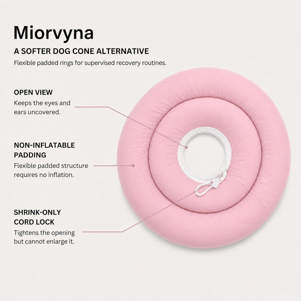 Soft Dog Cone Collar, Donut Recovery Post Surgery, Light Pink,L