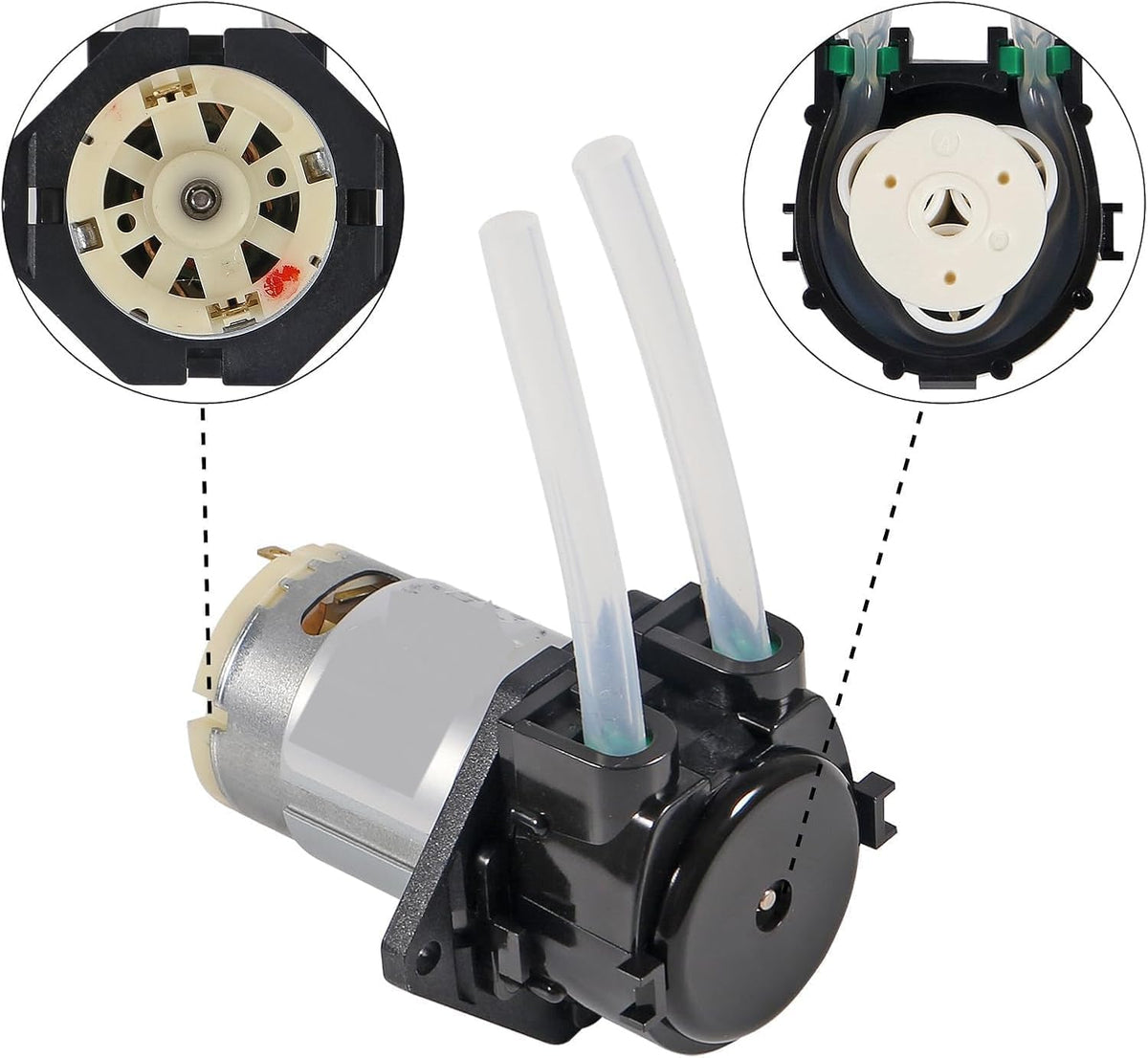 2pcs Peristaltic Dosing Pump 12V DC Low Flow Peristaltic Pump Liquid Small Dosing with 4 Connectors for Aquarium Lab(Pack of 2)