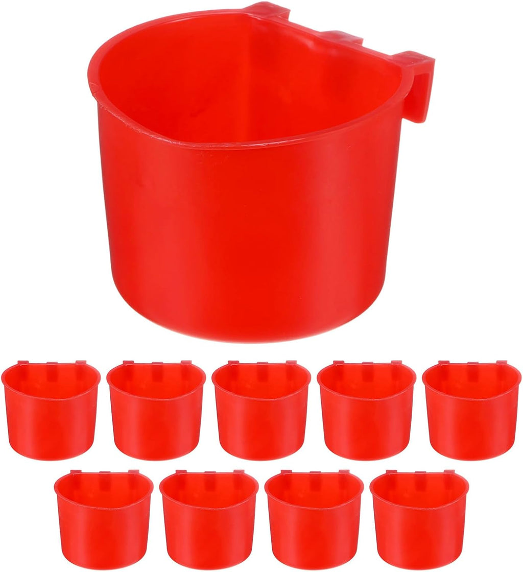 M METERXITY 10-Pack Bird Cage Cups 7 oz Plastic Chicken Feeder, Red