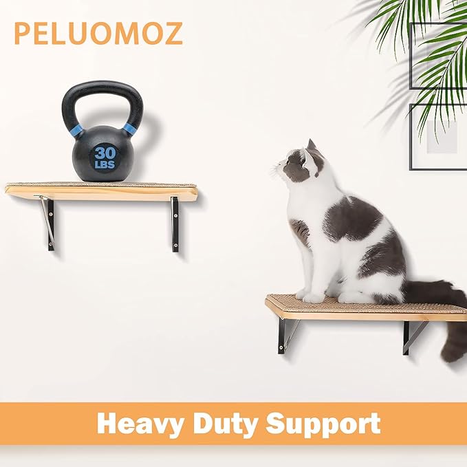 2PCS Cat Wall Shelves with Scratching Mat, 16.6x9.7 Inch Cats Wall Furniture - Image 2