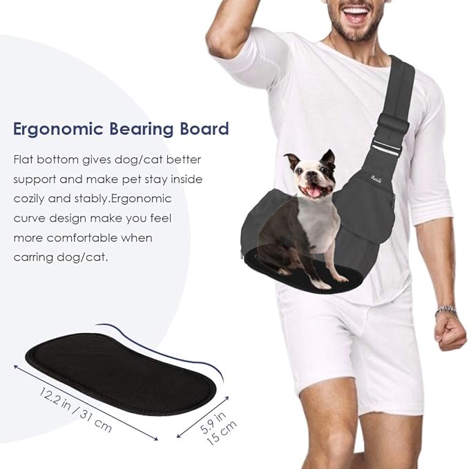 Lukovee Dog Sling Carrier, Hard Bottom Support & Adjustable Soft Padded - Image 4
