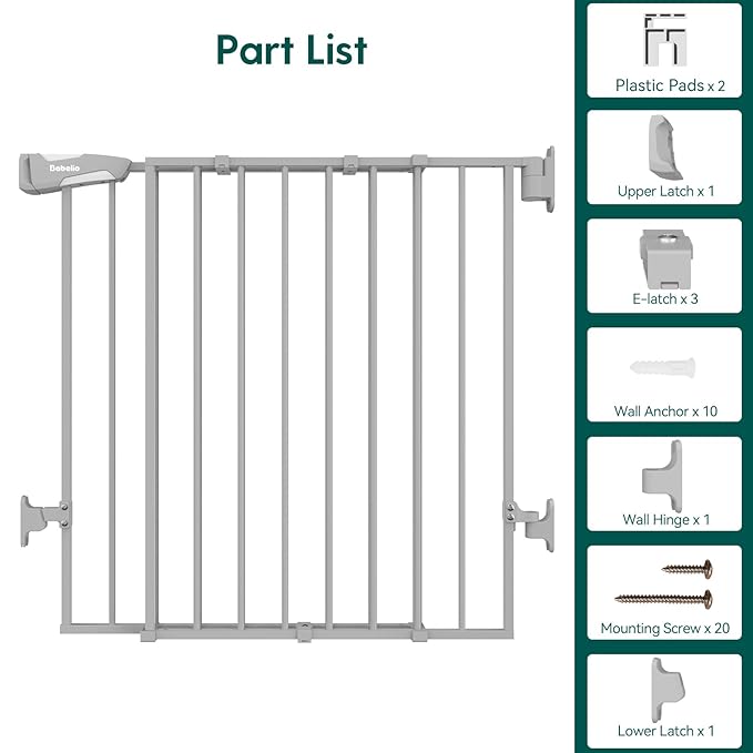 Babelio Baby Gate for Stairs & Doorways, 26-43" W 34" H Extra Tall| No Bottom - Image 7