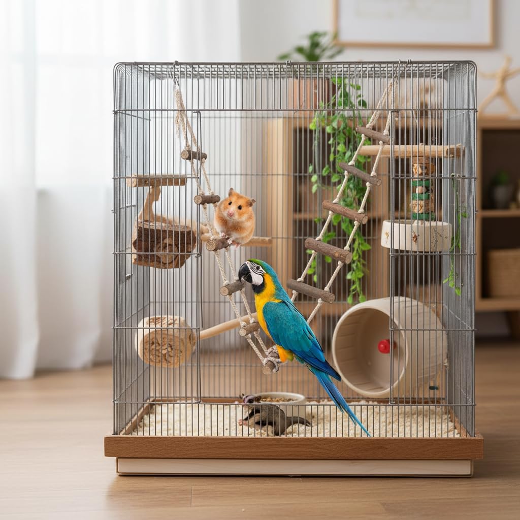Hamster Climbing Ladder, Suspension Rope Bridge Toy