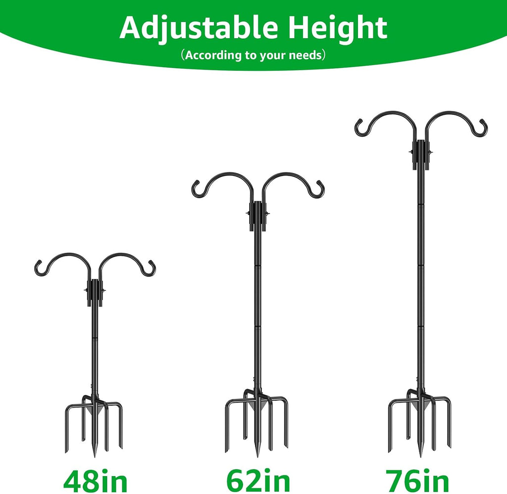 GOFORWILD 2 Pack Adjustable 76inch Double Shepherds Hook for Outdoor