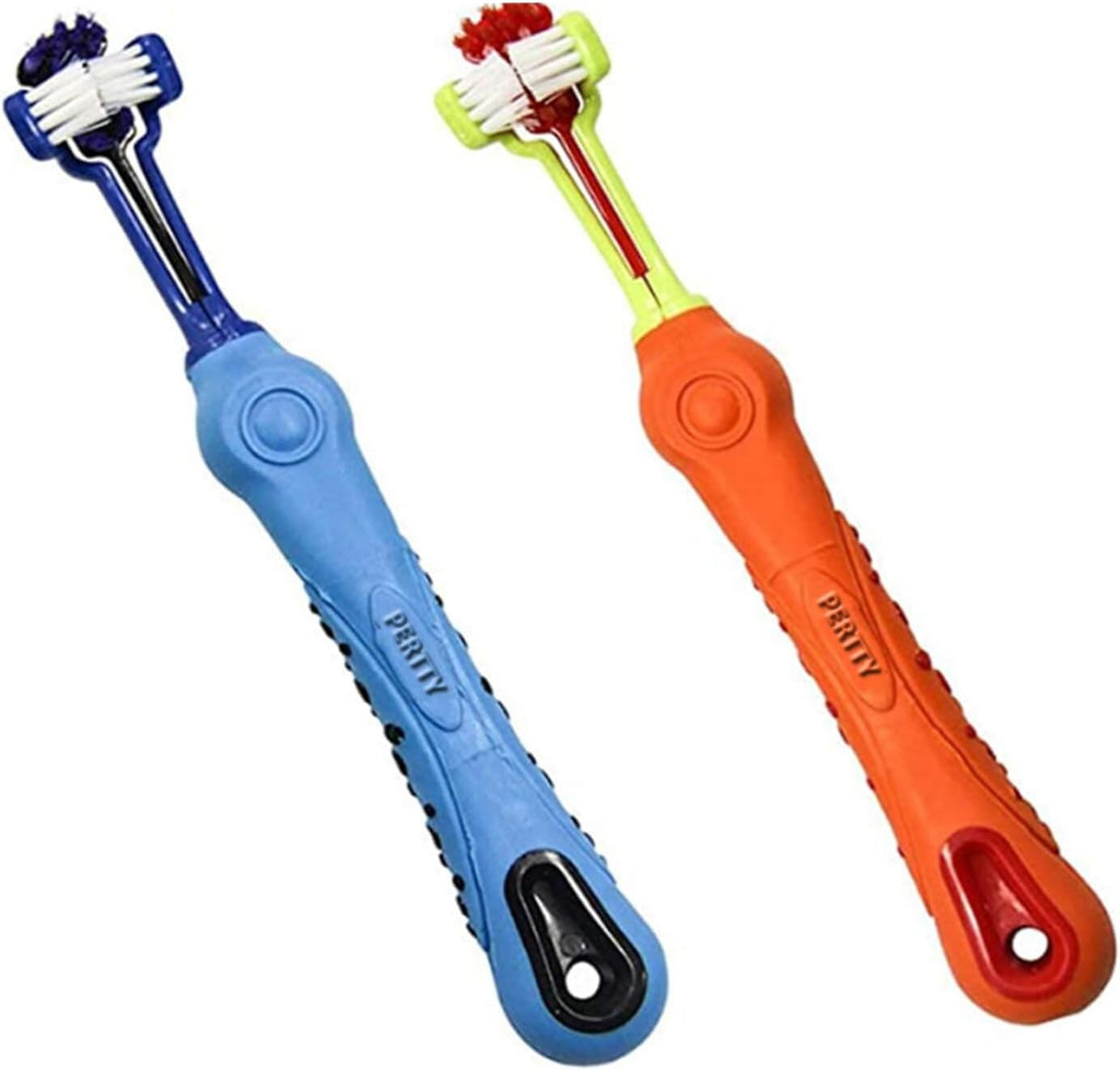 Orgrimmar 4 Pcs 3-Sided Pet Toothbrush Dog Cat Mouth Dental Teeth Care