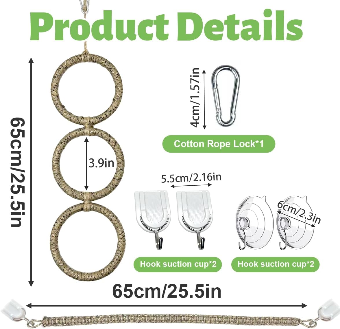 2 Pcs Snake Climbing Accessories, Reptile & Snake Climbing Ring Set with Suction Cups, Enrichment Toy for Ball Python, Corn Snake, Bearded Dragon, Lizard Tank Accessories