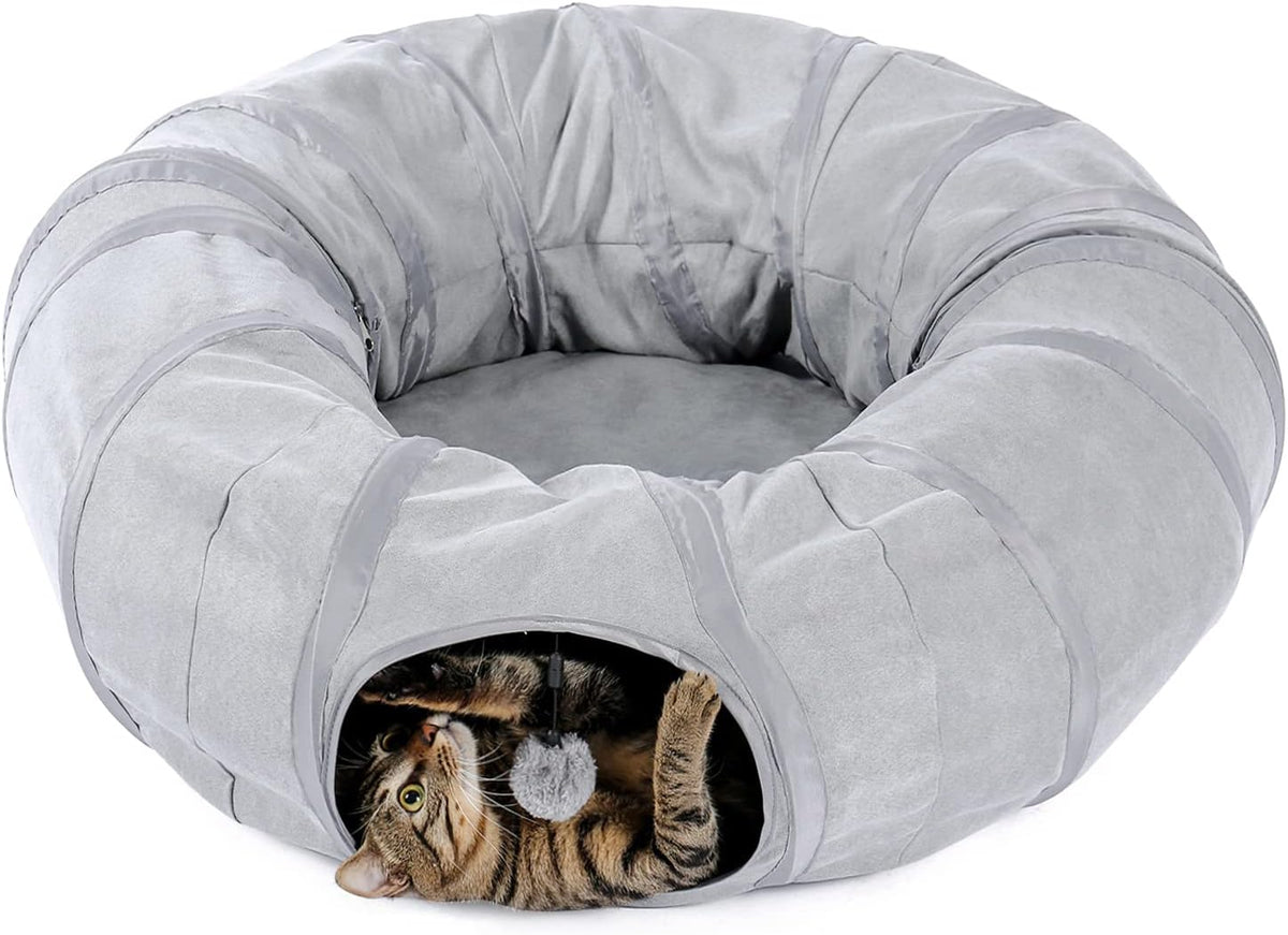 PAWZ Road Cat Tunnel S Shape Cat Tunnels for Large & Indoor Cats 51”Long