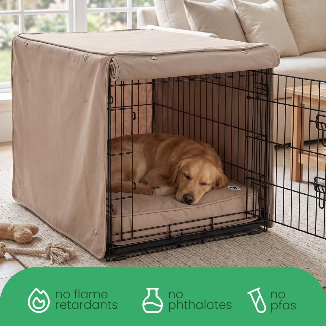 Molly Mutt Tan Dog Crate Cover, Non-Toxic & 100% Cotton, 36"x24"x27"